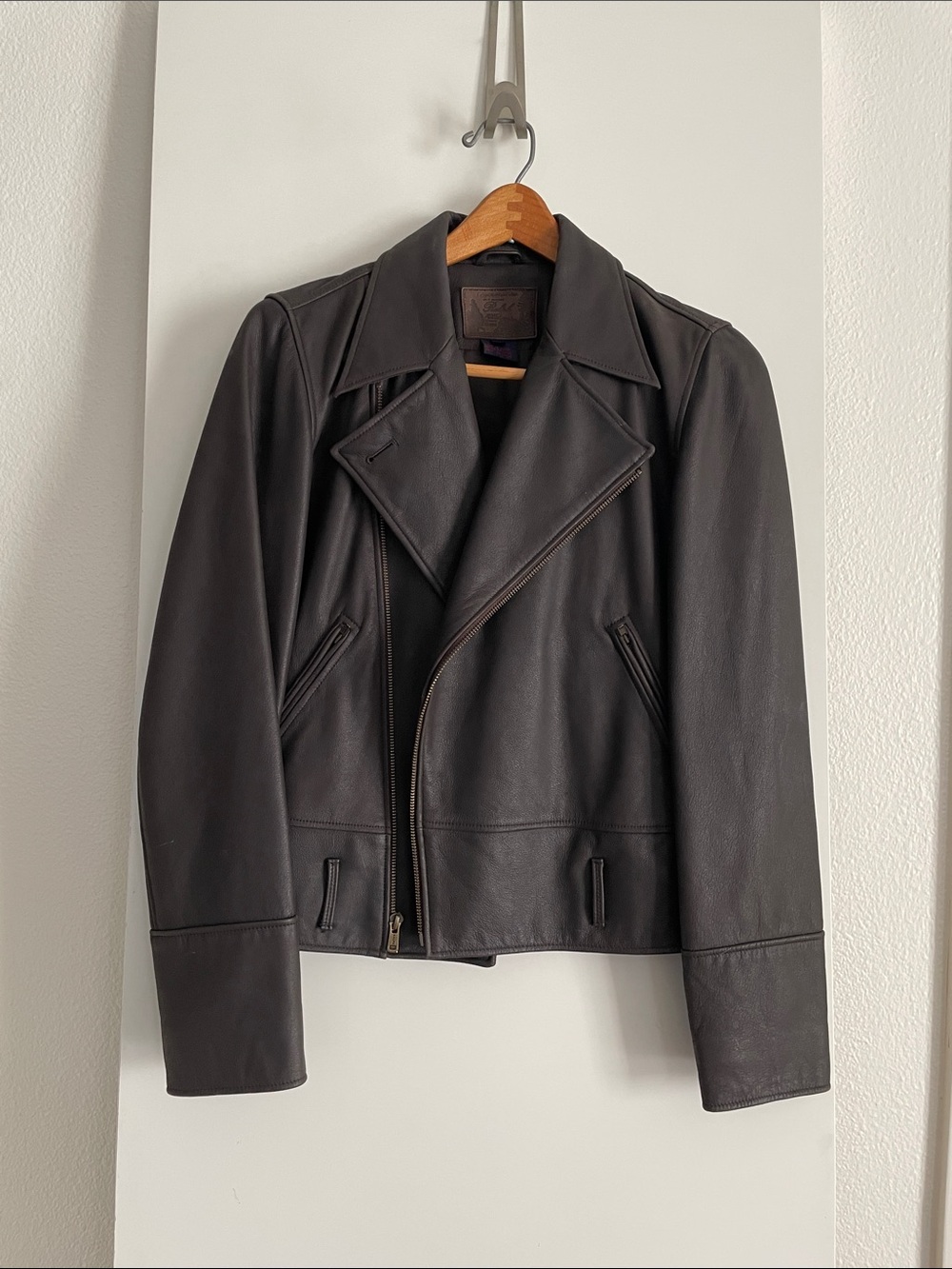 RALPH LAUREN Ralph 1967 Genuine Leather Brown Classic Soft Moto Jacket Coat